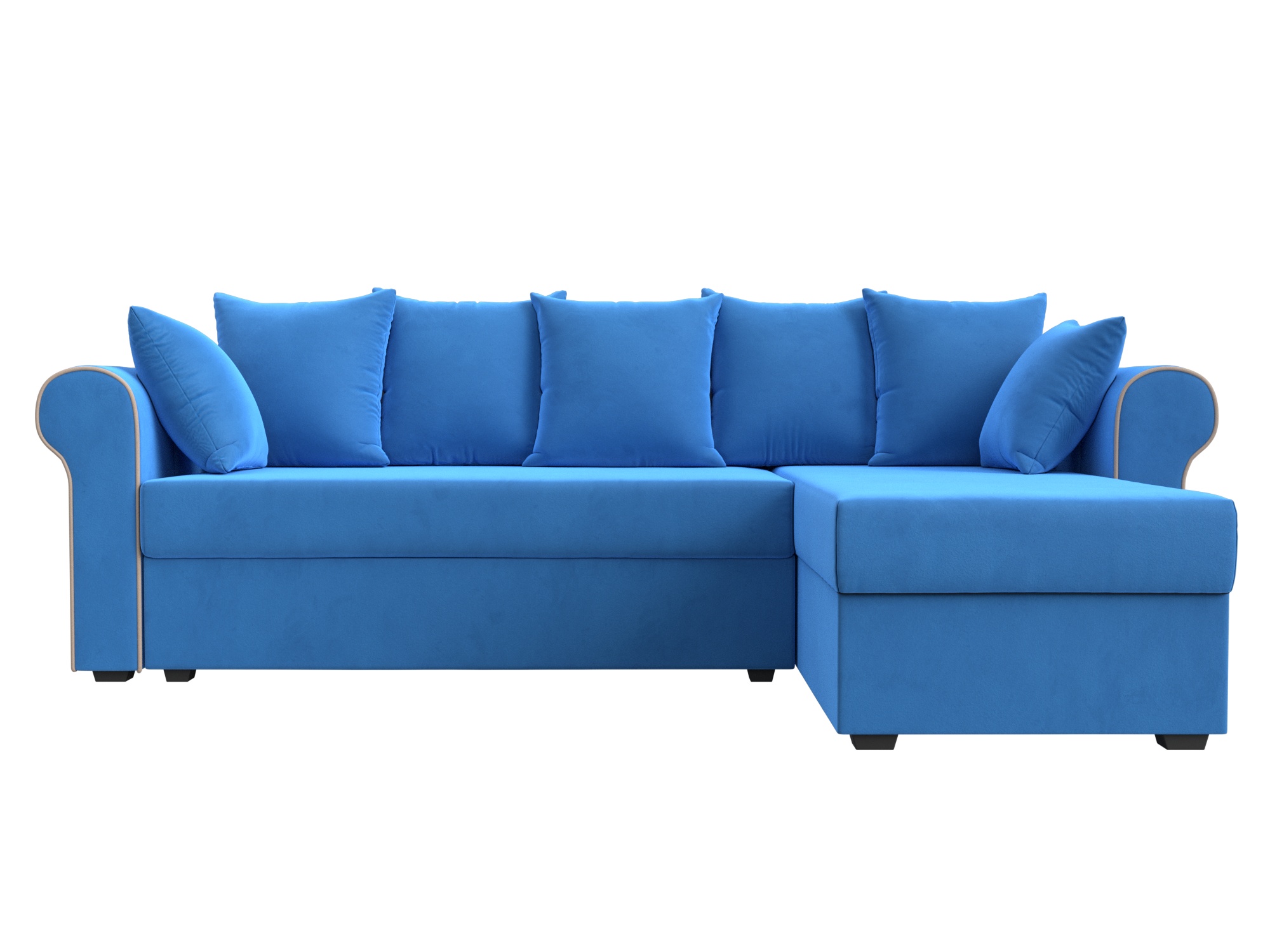 Угловой диван-кровать «Рейн» Голубой, Велюр, правый велюр голубой купить от37990 руб. в интернет-магазине Фабрики PUSHE в Москве
