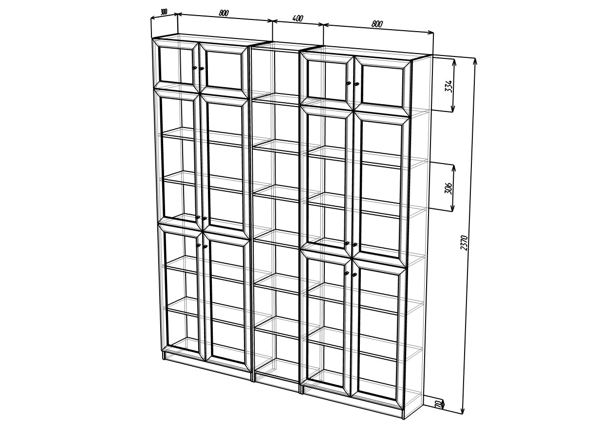 Стеллаж «Билли 15 IKEA» Белый белый четырехдверный купить от 43200 руб. в  интернет-магазине Фабрики PUSHE в Москве