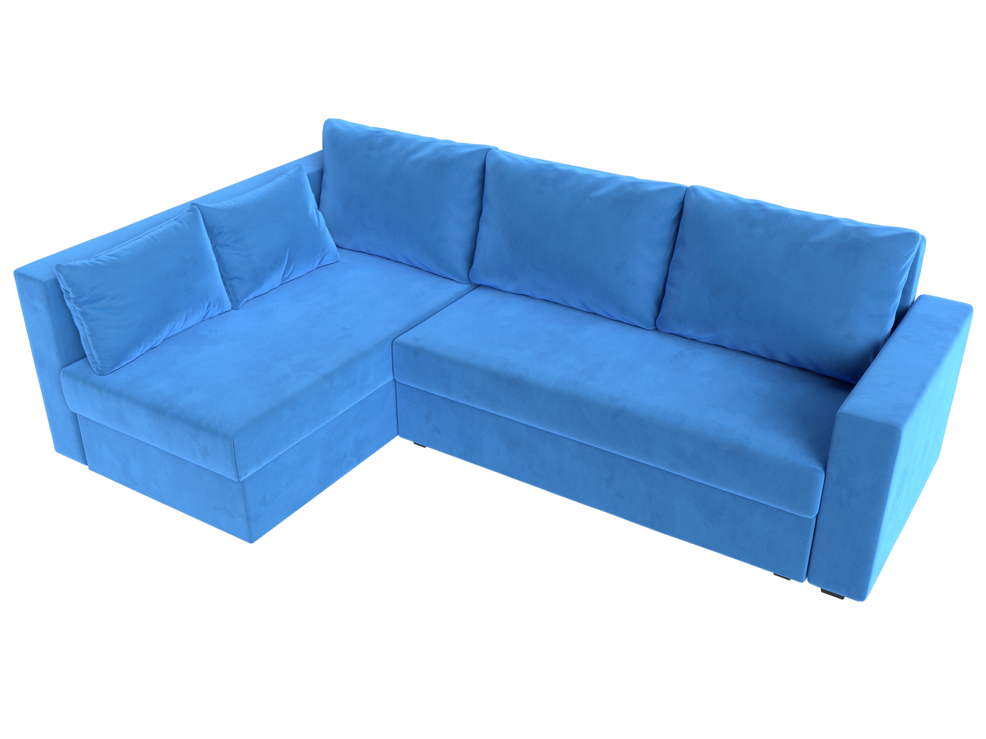 Угловой диван-кровать «Мансберг» Голубой, Велюр, левый велюр голубой купитьот 37990 руб. в интернет-магазине Фабрики PUSHE в Москве