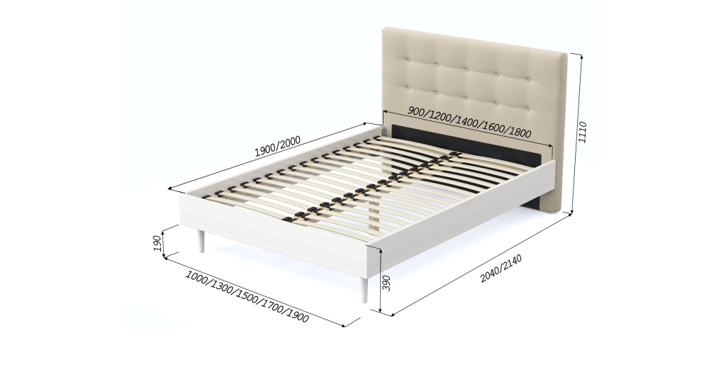 Каркас кровати беленый дуб
