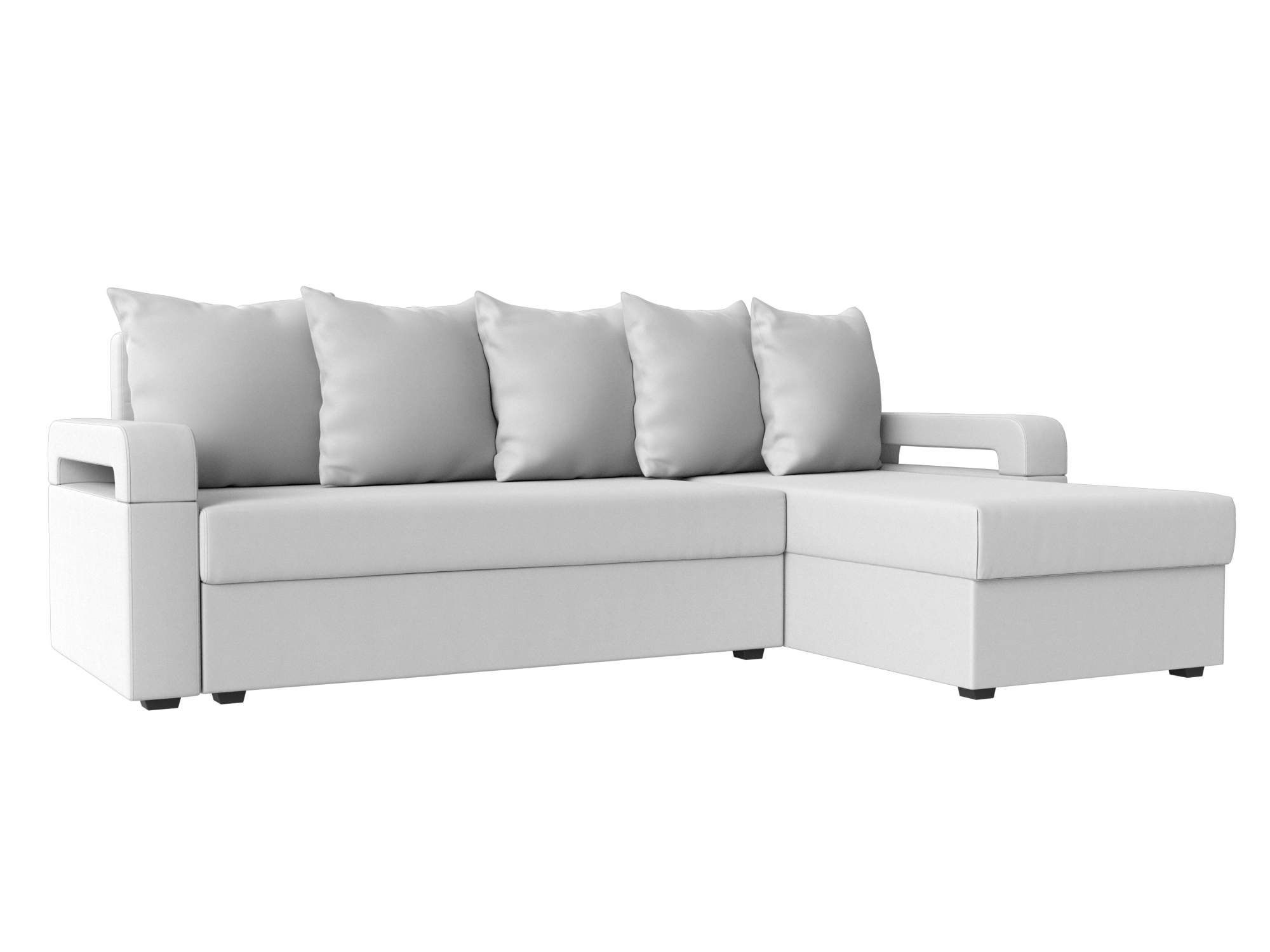Белый угловой диван с подушками