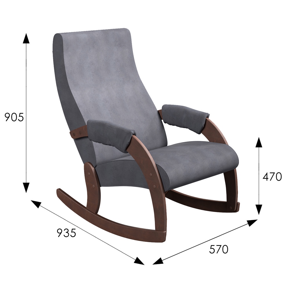 Кресло-качалка «Каула М» Макс 965, орех ткань серый купить от 12415 руб. в  интернет-магазине Фабрики PUSHE в Москве