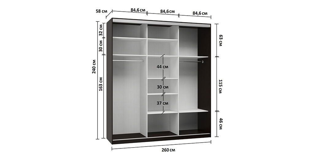 Шкаф купе 115 ширина