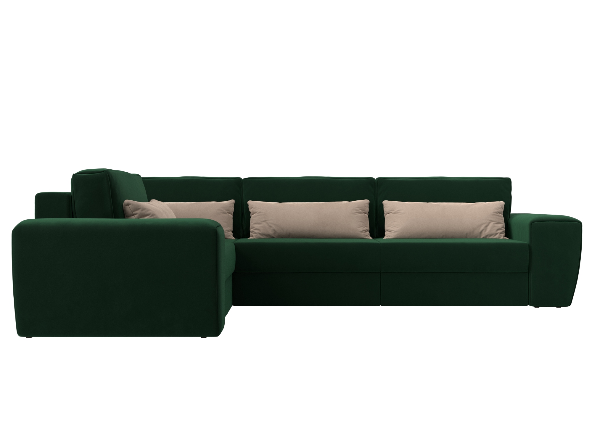 Угловой диван-кровать «Лига-008 Long» Зеленый\Бежевый\Зеленый, Велюр велюрзеленый бежевый купить от 86990 руб. в интернет-магазине Фабрики PUSHE вМоскве