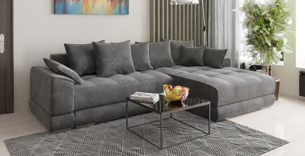 Угловой диван-кровать «Олимп» Velvet Grafit, правый велюр серый купить от44290 руб. в интернет-магазине Фабрики PUSHE в Москве